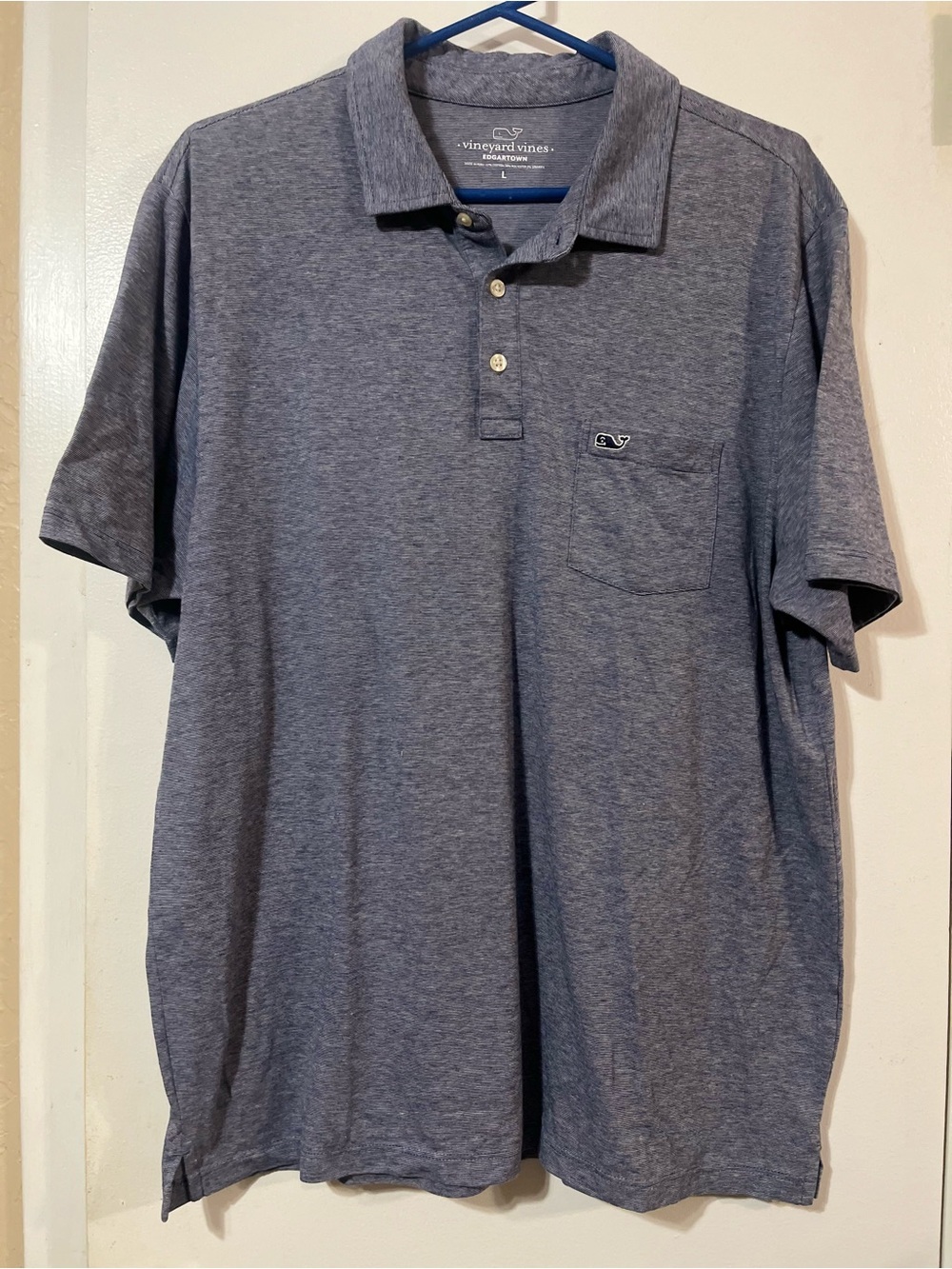Vineyard Vines Men's L Navy Blue/White Short Sleeve Polo Shirt